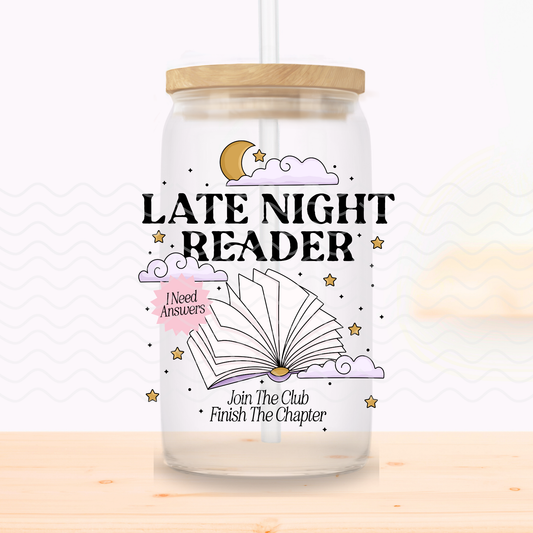 Late Night Reader Glass Cup