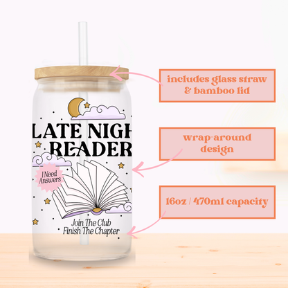Late Night Reader Glass Cup