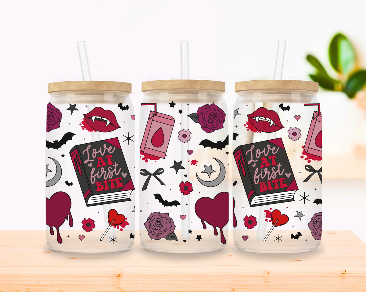 Love At First Bite Glass Cup