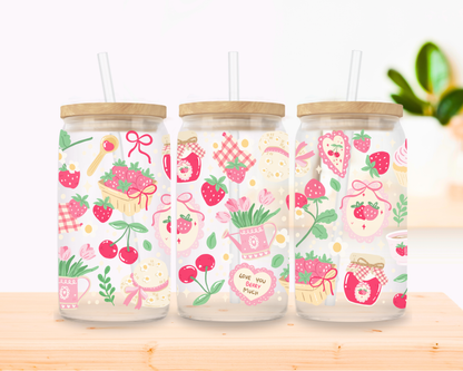 Strawberry Picnic Glass Cup