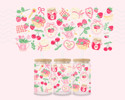 Strawberry Picnic Glass Cup