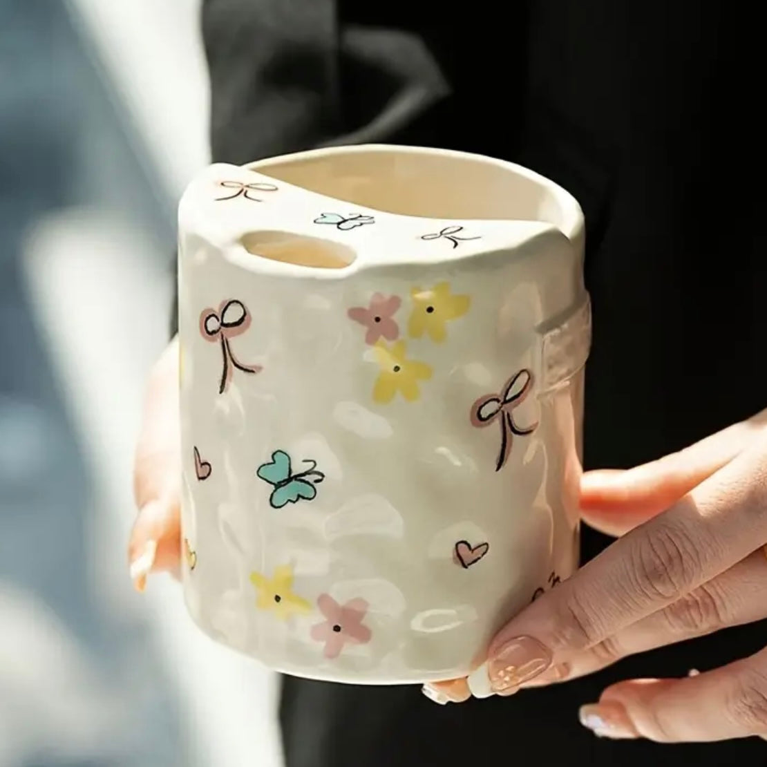 Butterfly & Bow Ceramic Cup