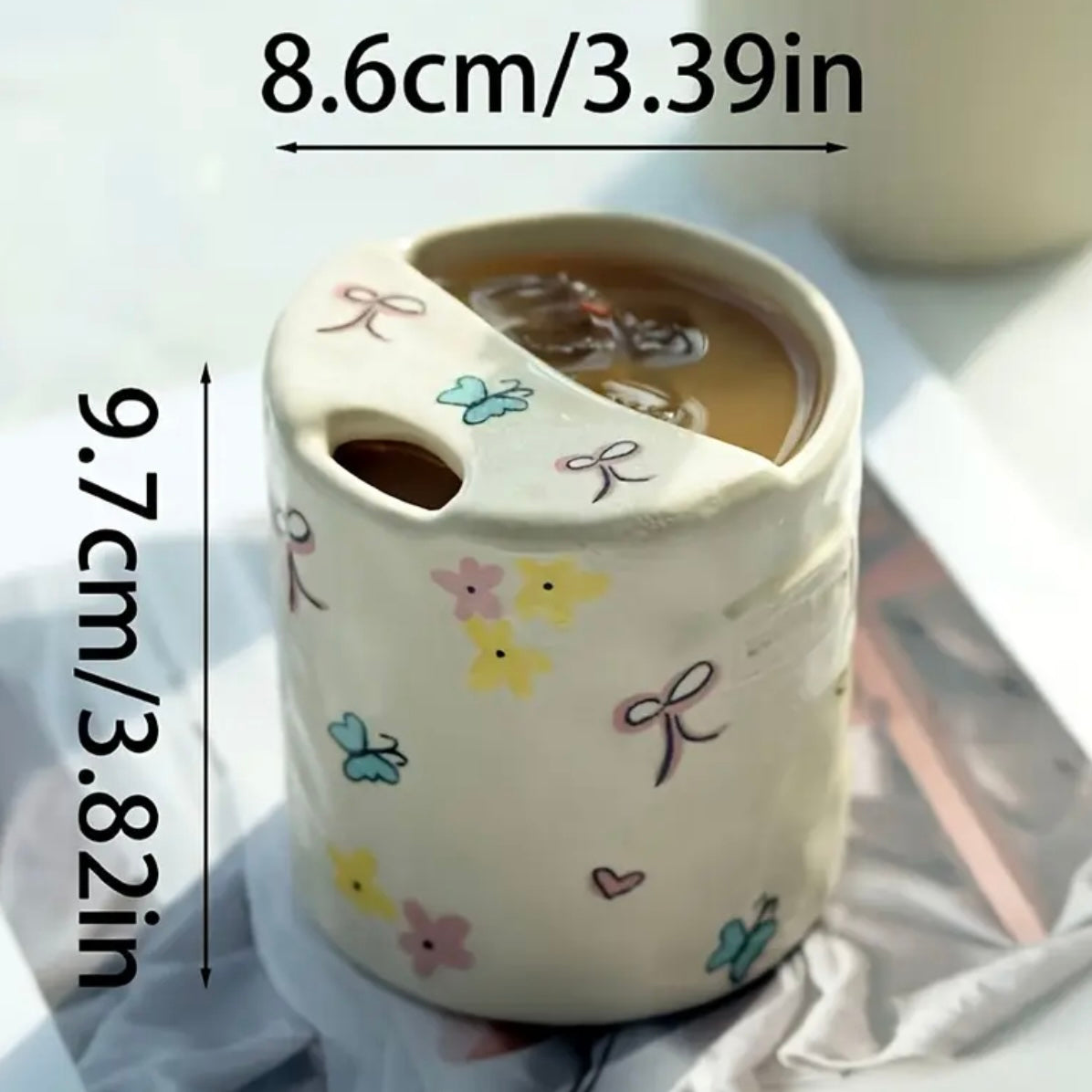 Butterfly & Bow Ceramic Cup