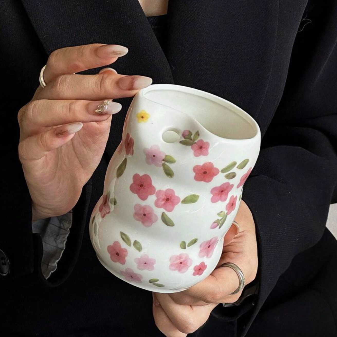 Blossom Ceramic Cup with Straw