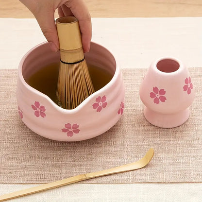 Pink Flowers 4pc Matcha Set