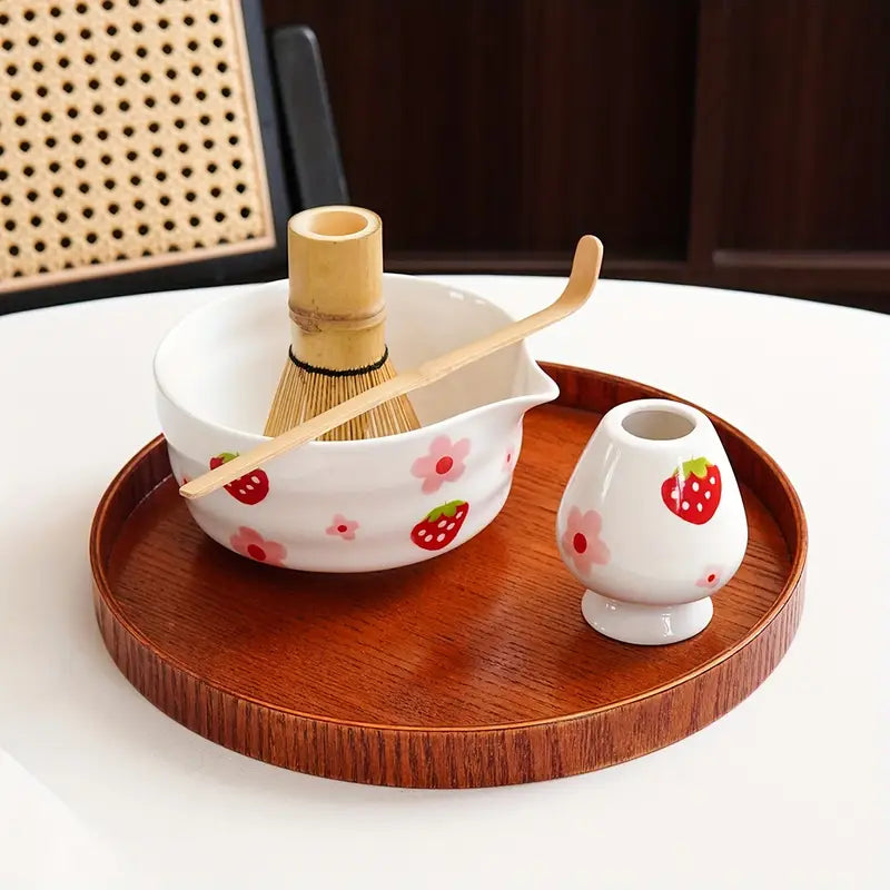 Strawberries & Daisies 4pc Matcha Set