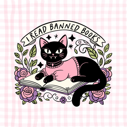 Banned Books Cat Permanent Decal