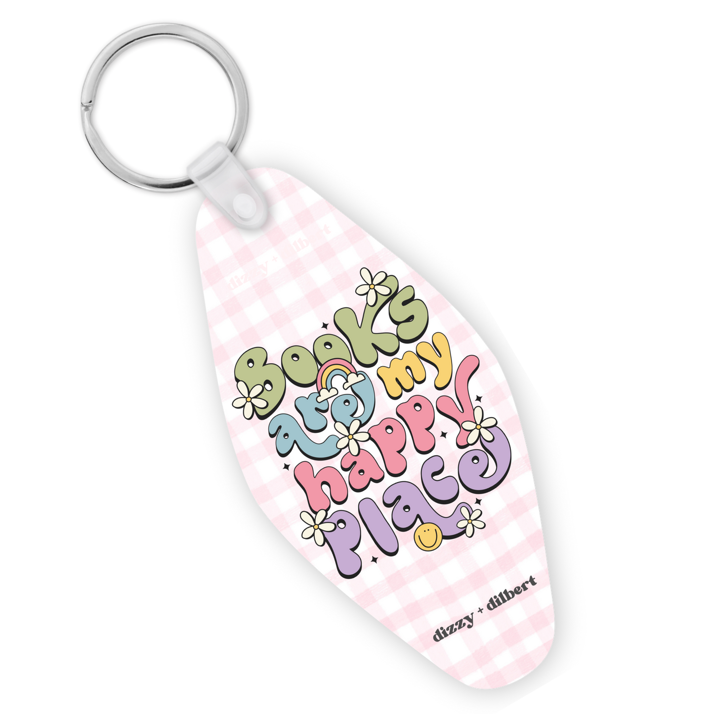 Books Are My Happy Place Motel Keychain