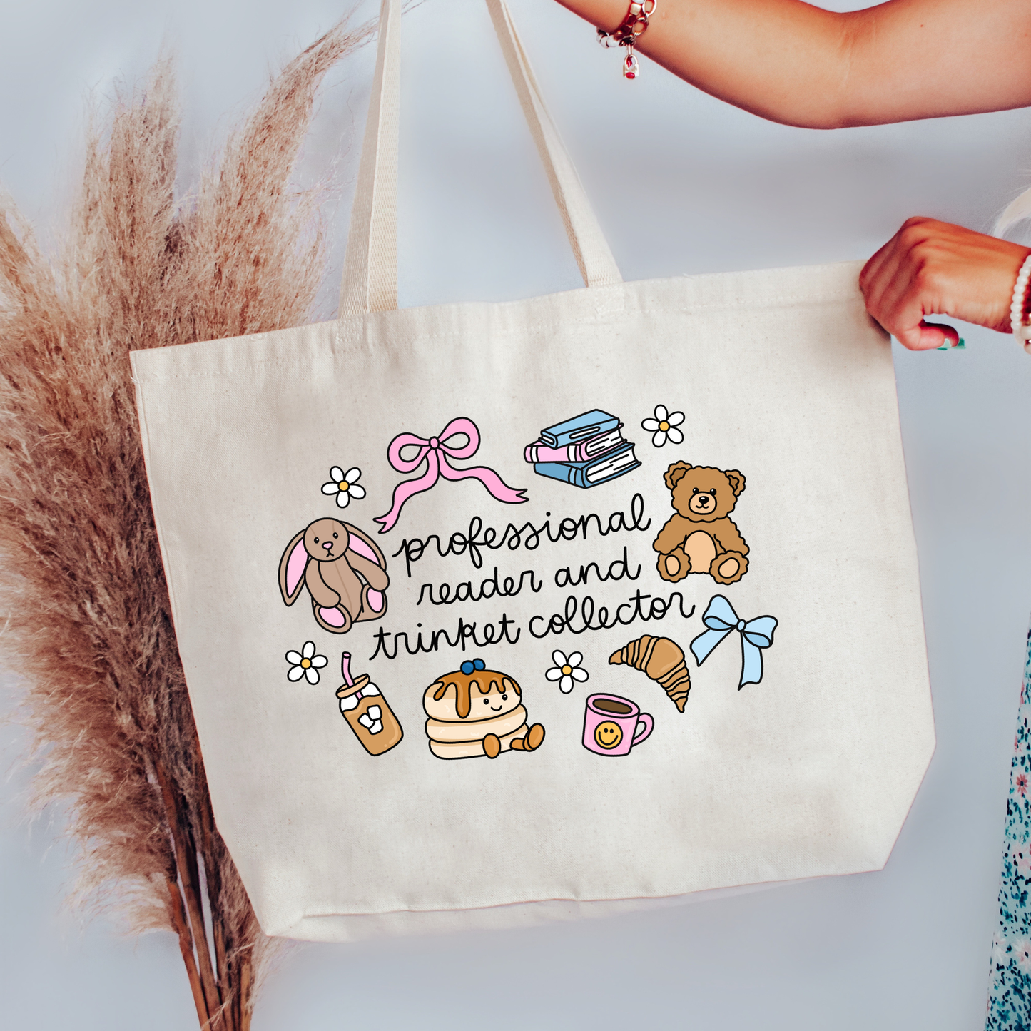 Professional Reader and Trinket Collector Canvas Tote Bag