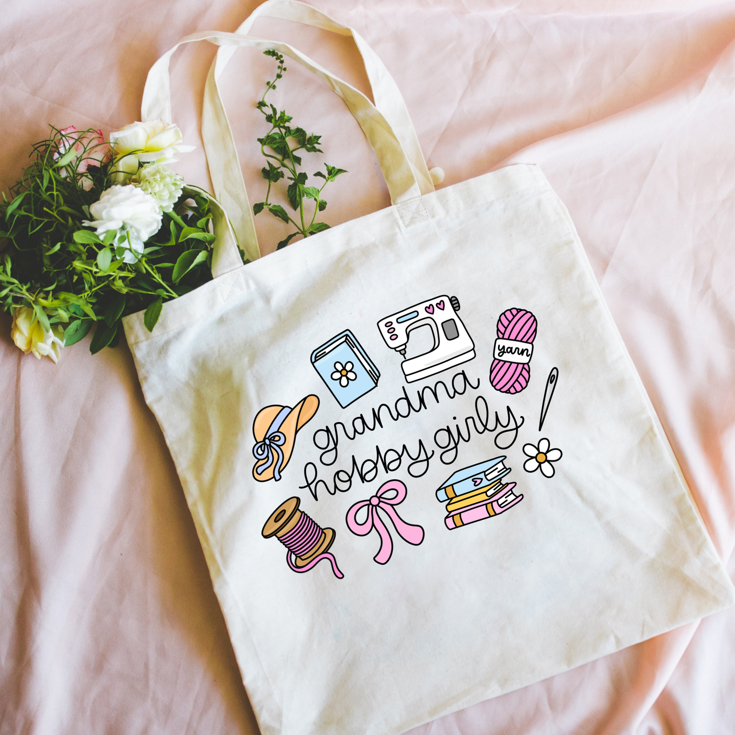 Grandma Hobby Girly Canvas Tote Bag