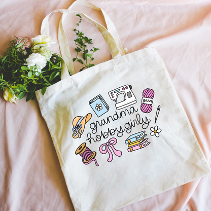 Grandma Hobby Girly Canvas Tote Bag