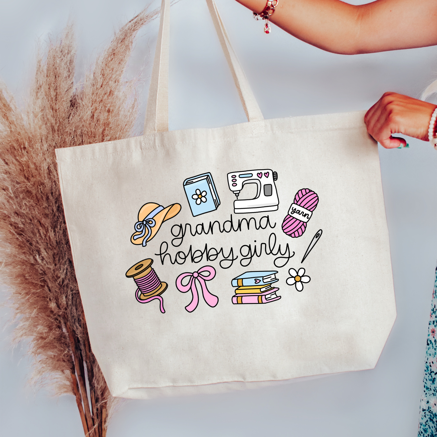 Grandma Hobby Girly Canvas Tote Bag
