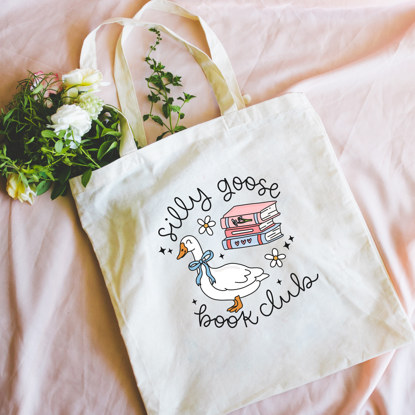 Silly Goose Book Club Canvas Tote Bag