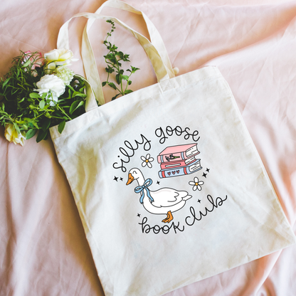 Silly Goose Book Club Canvas Tote Bag