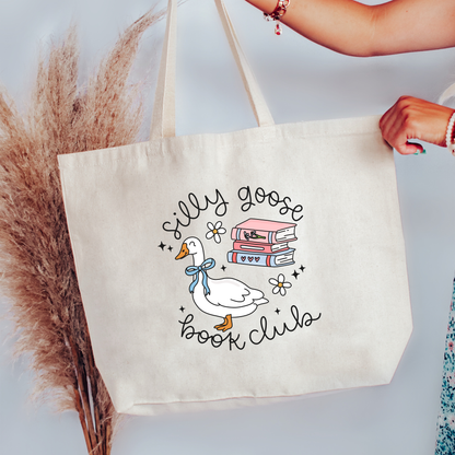 Silly Goose Book Club Canvas Tote Bag