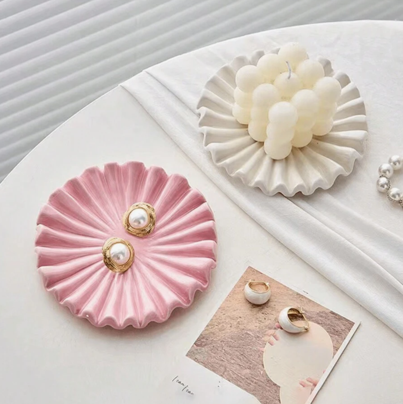 White Ruffle Trinket Tray