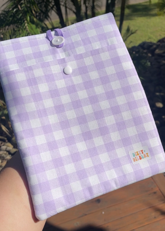 Violet Gingham Book Sleeve