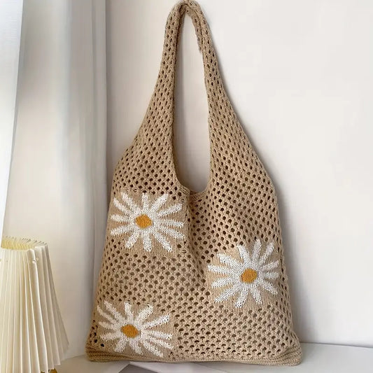 Daisies Crochet Tote Bag