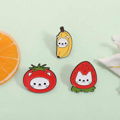 Fruity Cats Enamel Pin Set