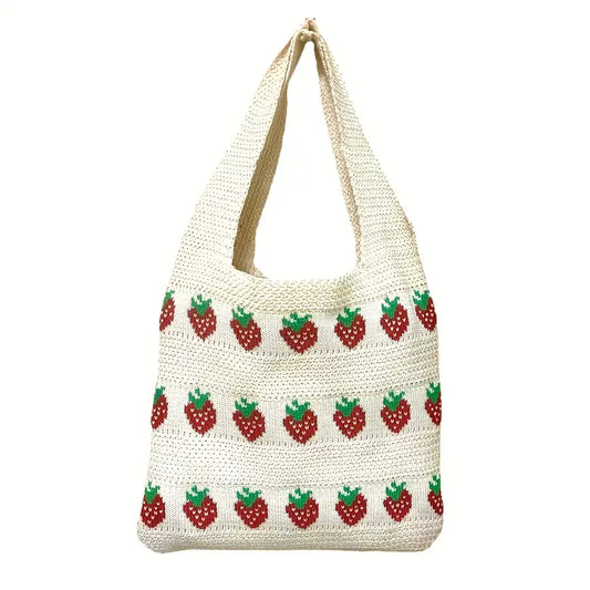 Strawberry Crochet Tote Bag