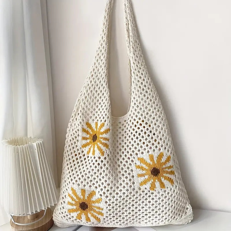Sunflower Crochet Tote Bag